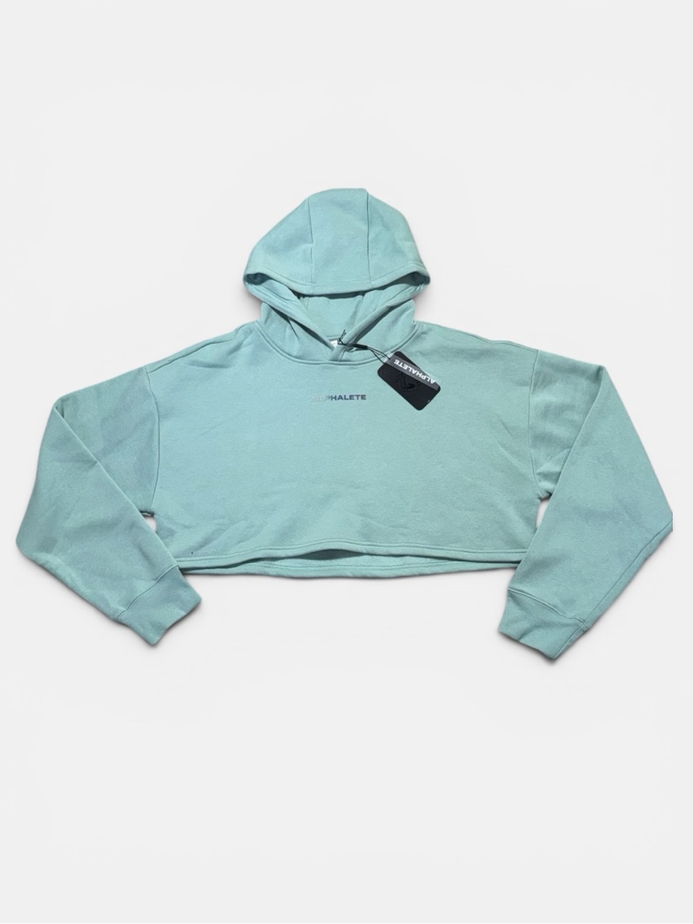 Alphalete Cropped Hoodie Mint Green Fleece Lined Pullover XL NWT